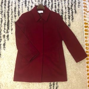 Liz Claiborne, cranberry lambswool, dress coat